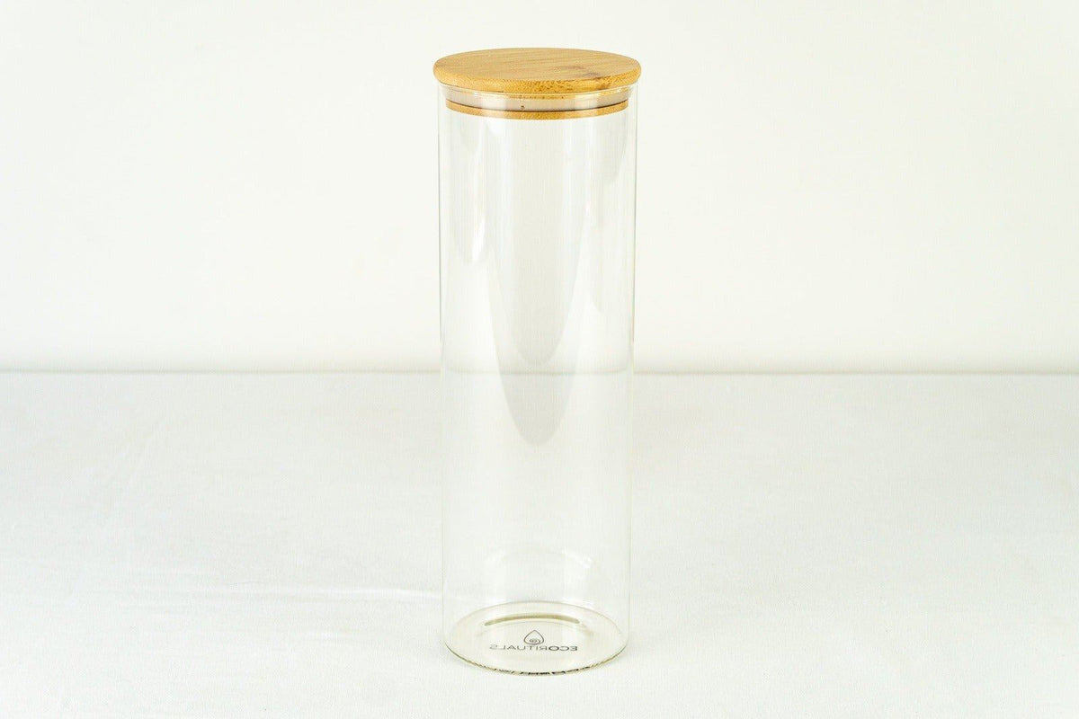 2.1L Tall Glass & Bamboo Jar