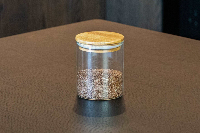 500ml Glass & Bamboo Jar - Natural