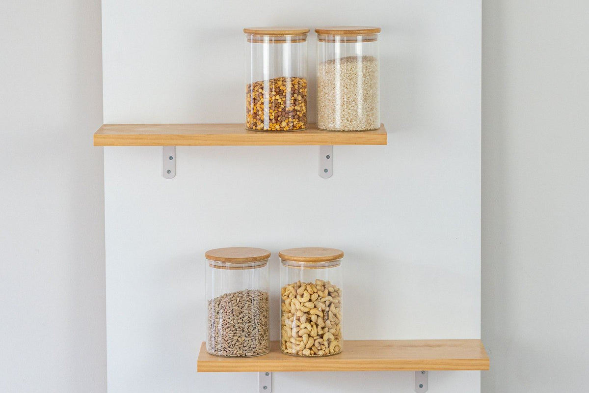 Bamboo and glass jars
