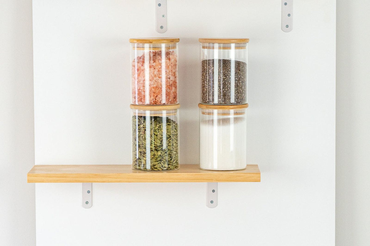 Bamboo and glass jars