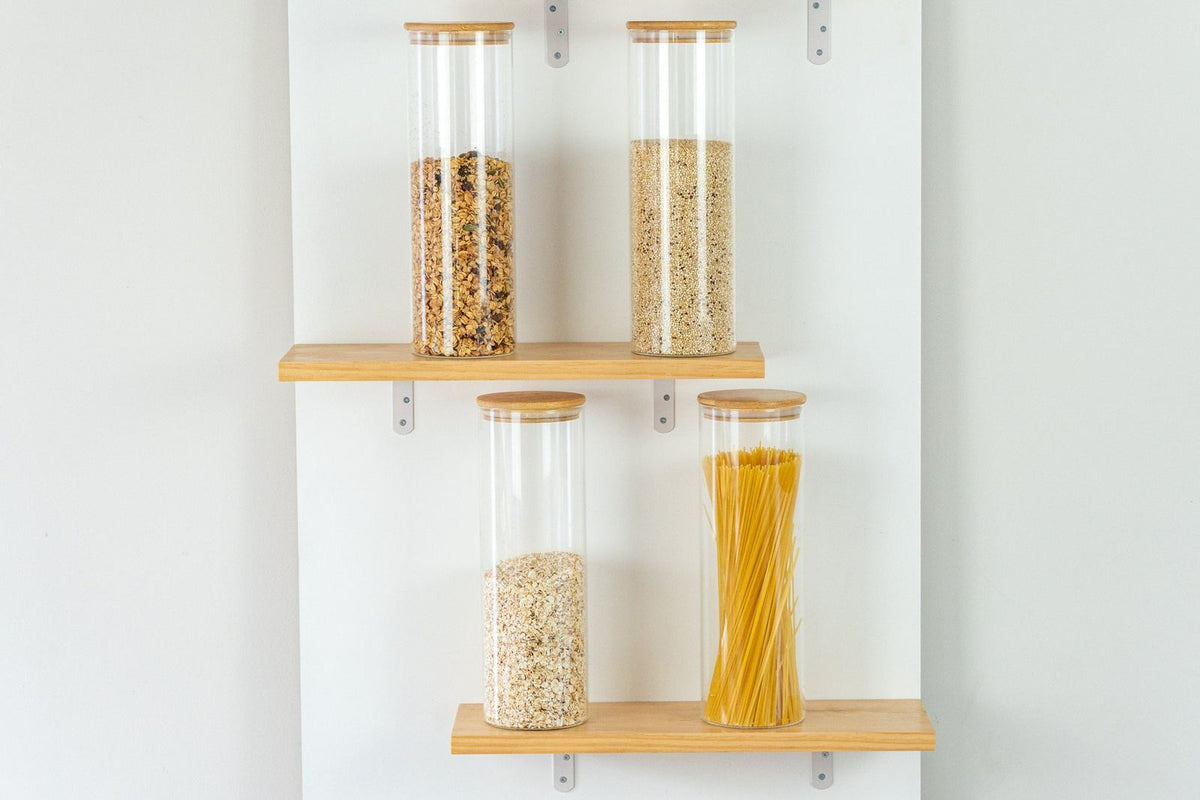 Glass and bamboo jars