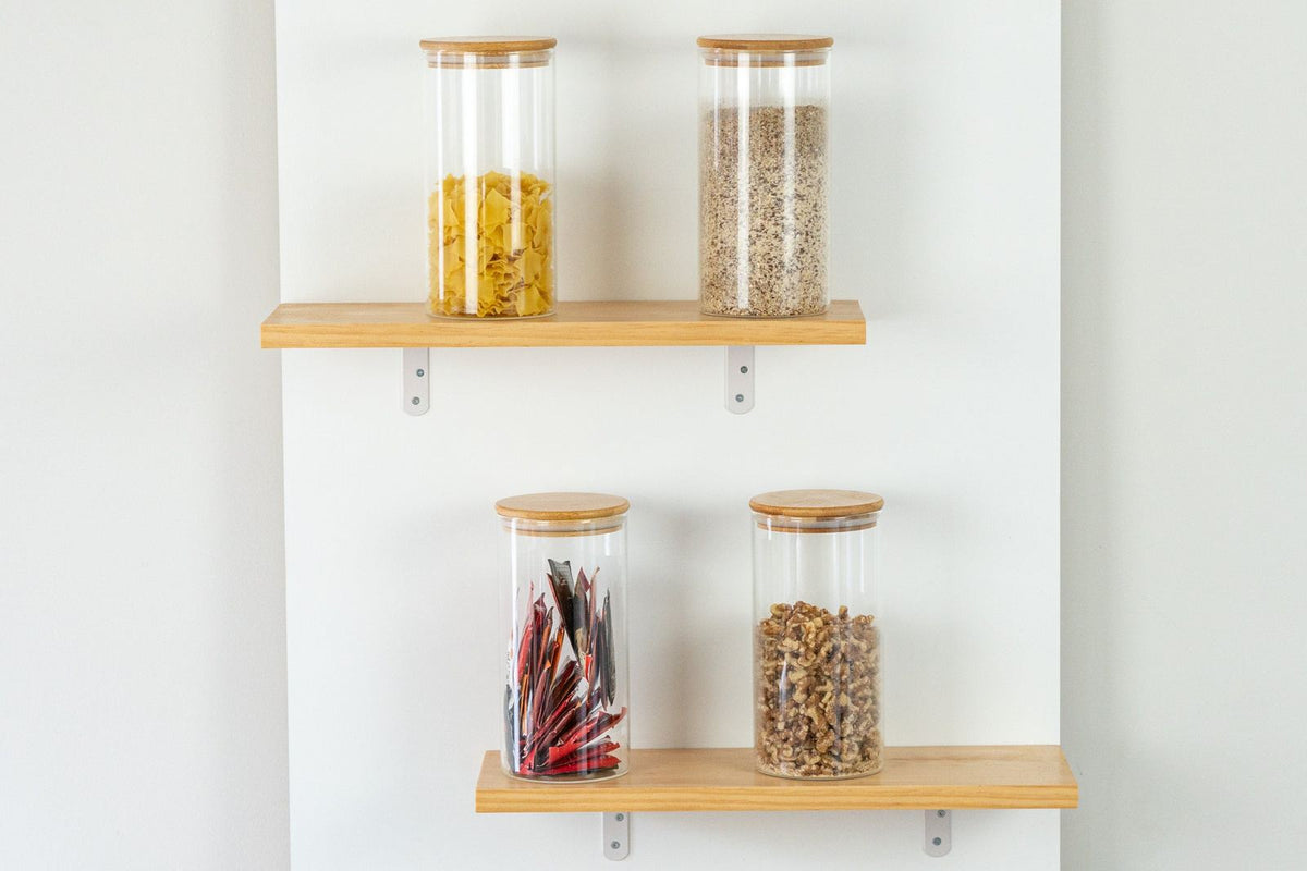 Glass and bamboo jars