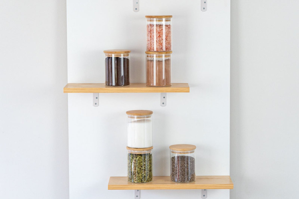 Glass and bamboo jars