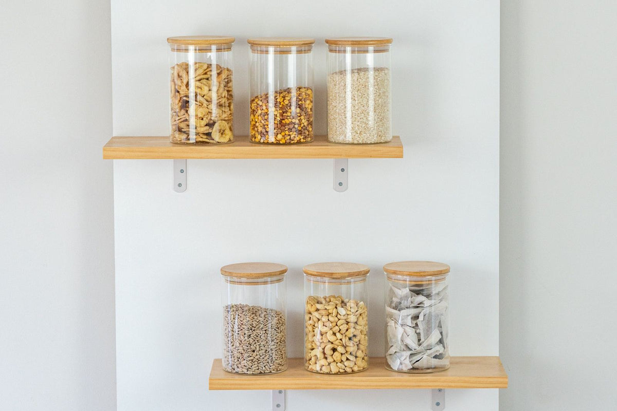 Glass and bamboo jars
