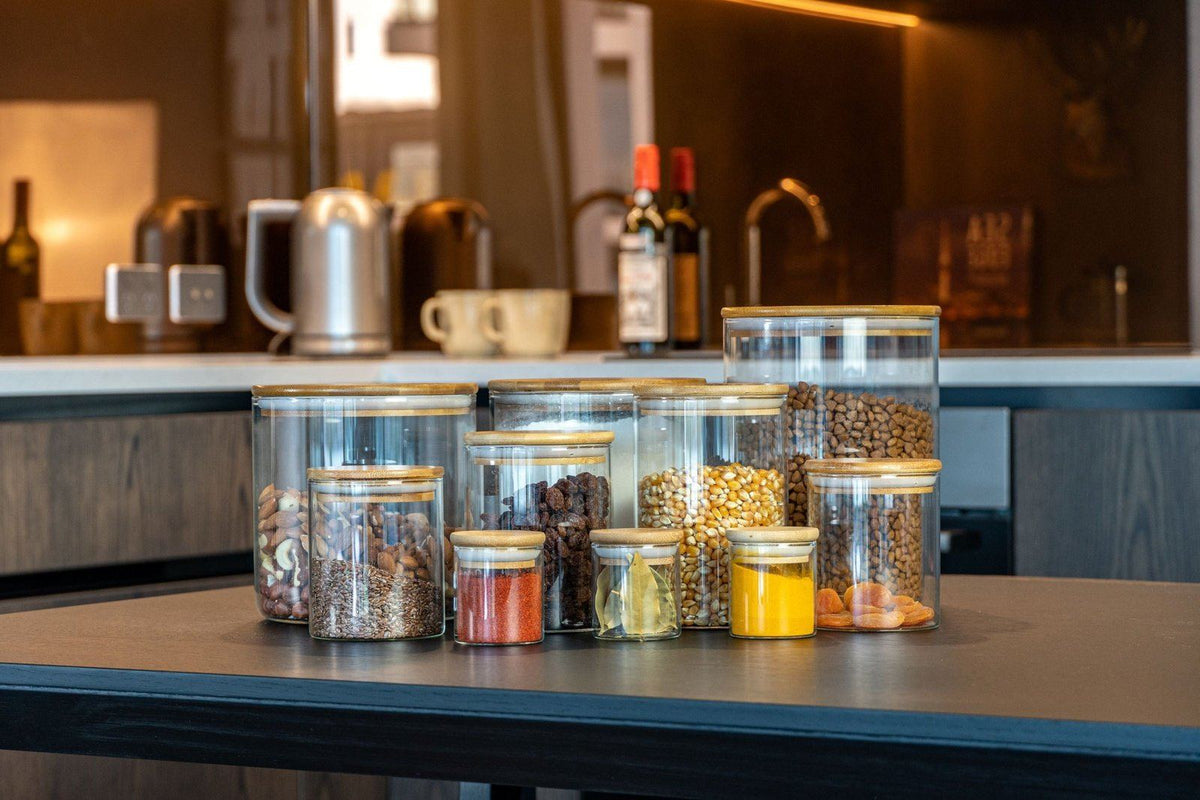 The Pantry Starter | Glass and Bamboo Pantry Set