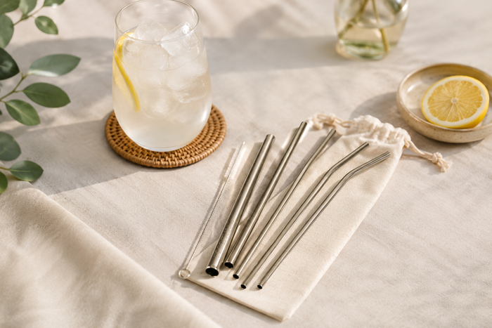 Mixed Stainless Steel Straw 6 Piece Set