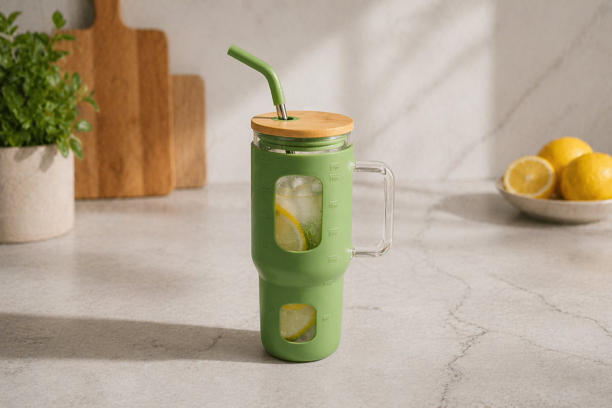 Glass Tumbler with Straw | 960ml