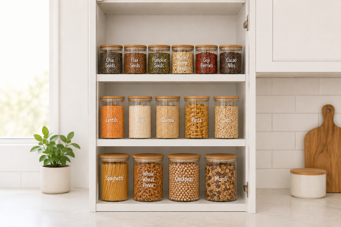 The Sorter Bundle | Glass and Bamboo Pantry Set