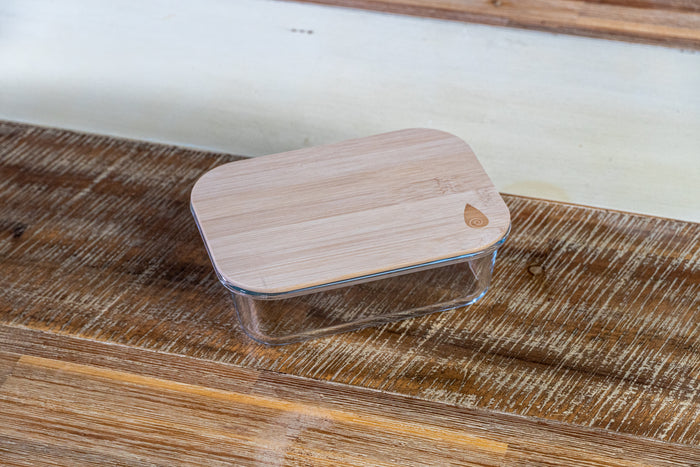 Glass & Bamboo rectangle food container