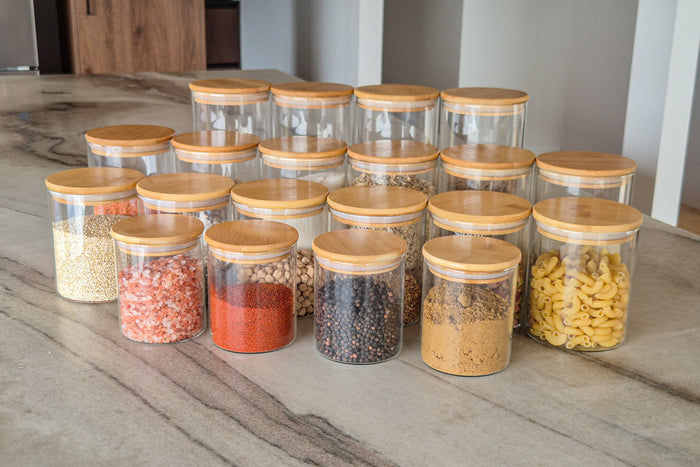 The Pantry Complete Bundle | Glass and Bamboo Pantry Set