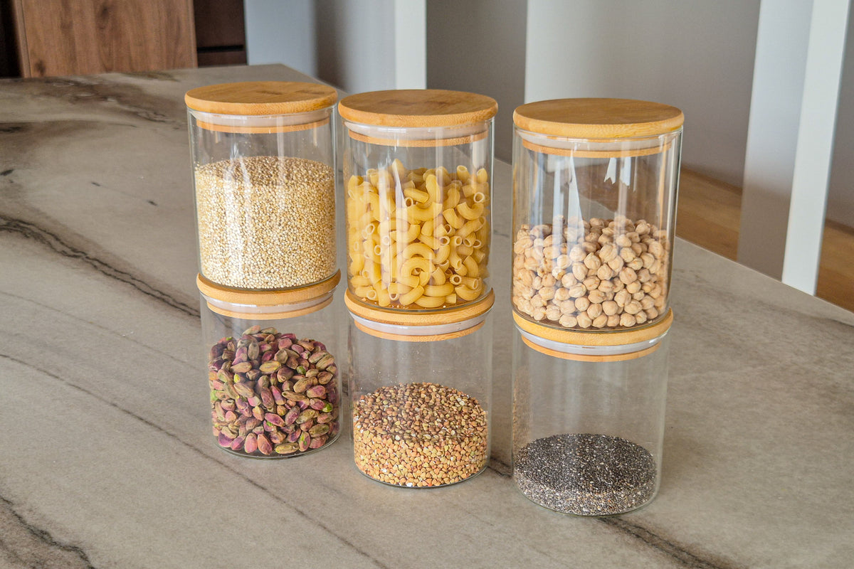 The Pantry Complete Bundle | Glass and Bamboo Pantry Set