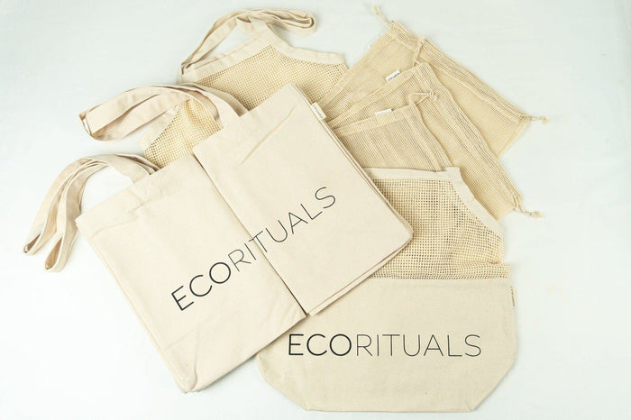 Cotton canvas tote bags and mesh bags