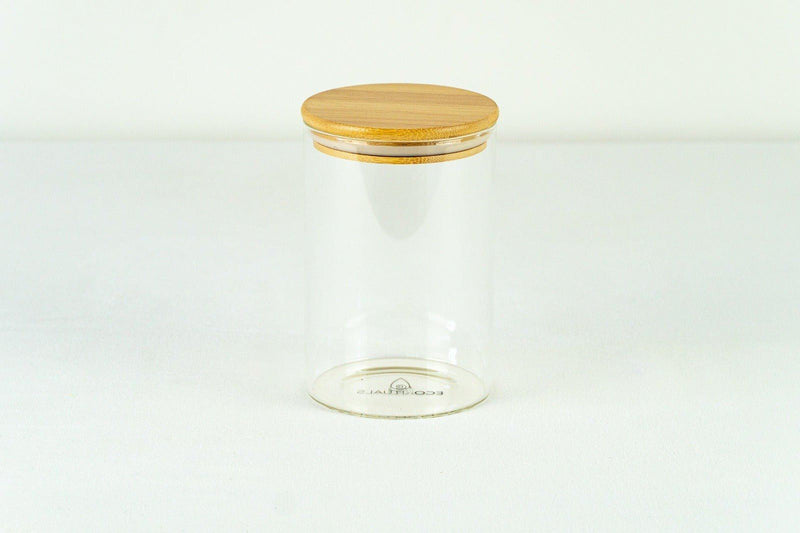 1L glass and bamboo jar
