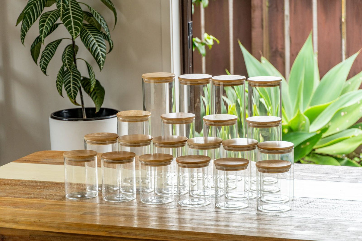 Glass & Bamboo Pantry Set