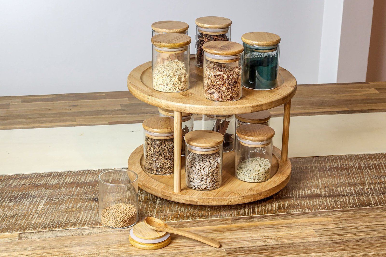 Spice Rack 2 Tier Lazy Susan Shelf Eco Rituals