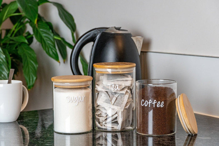 Tea, Coffee & Sugar Bamboo Jar Set