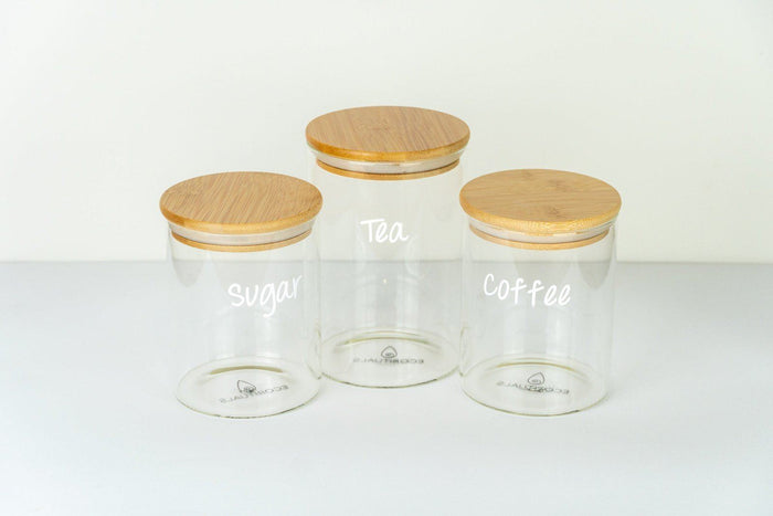 Tea, Coffee & Sugar Bamboo Jar Set