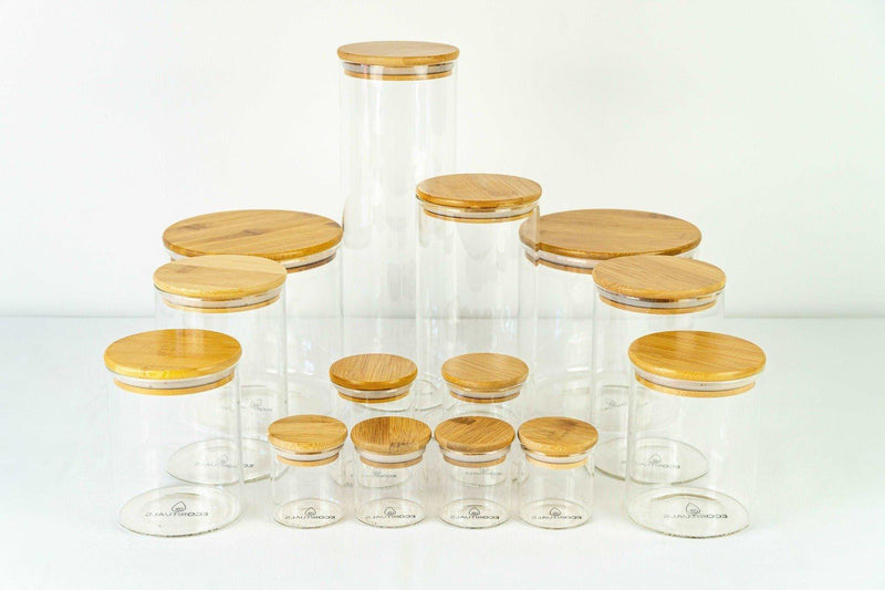 Bamboo and glass jar bundle set